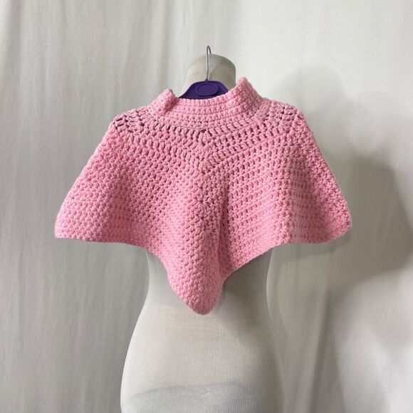 Handmade Girls Crochet Shawl Pink Toddler One Size - Picture 3 of 3